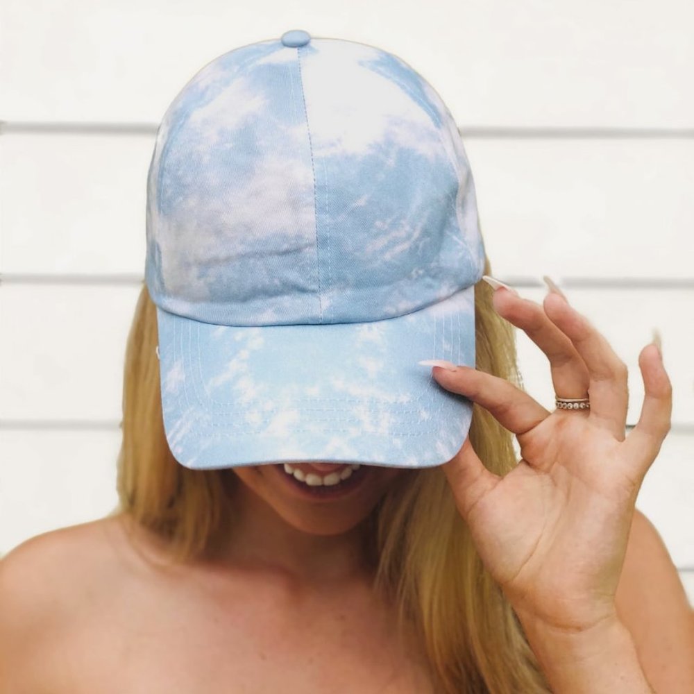 Cotton Tie Dye Baseball Cap DUSTY BLUE - Picture 2 of 4